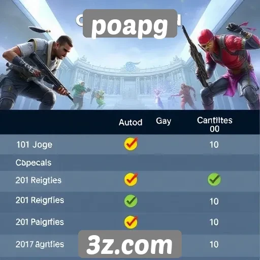 Comparação de jogos disponíveis no poapg